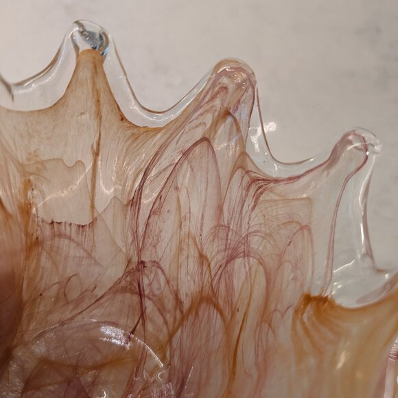 Murano Hand Blown Glass Crown Shape Vase - Picture 3 of 10